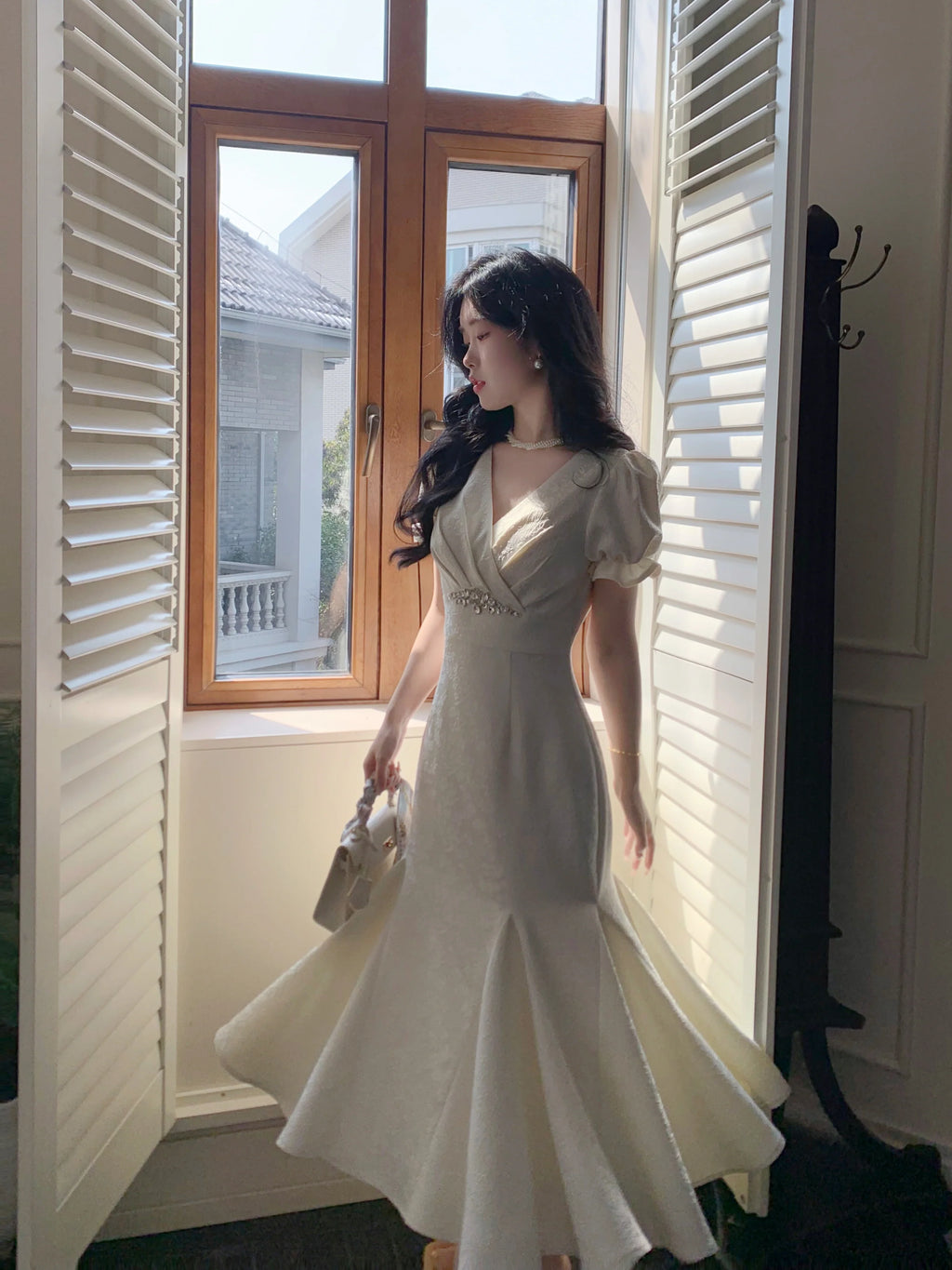 Cubic-Embellished Jacquard Princess Dress