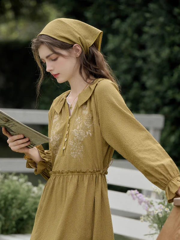 Floral Checkered Spring Dress