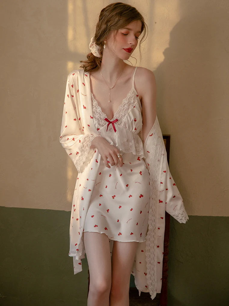 Romantic Cherry Blossom Nightgown Set