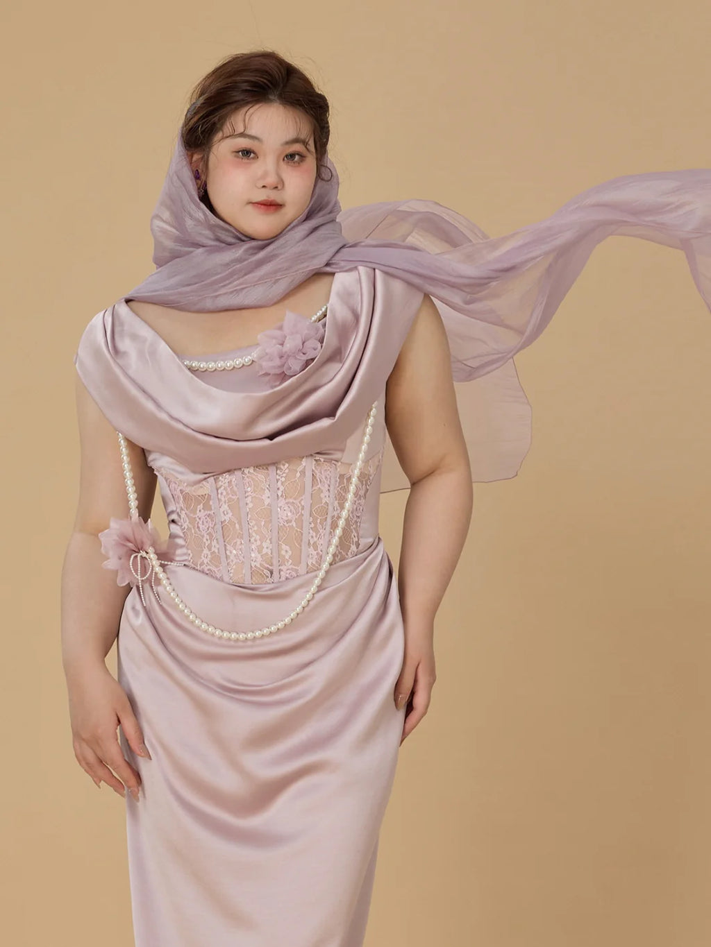 Blush Pearl Drape Gown