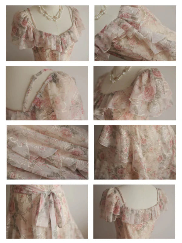 Ethereal Rose Garden Ruffle Dress
