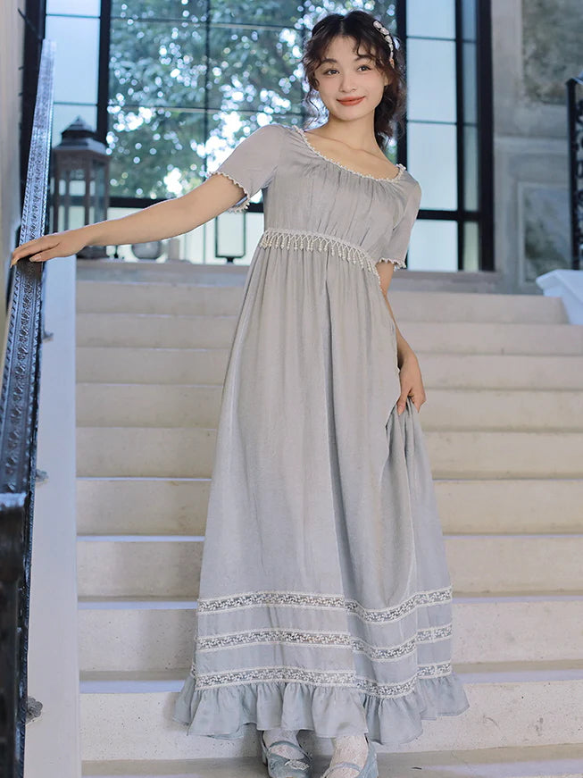 Enchanted Pearl Gray Blue Princess Dress