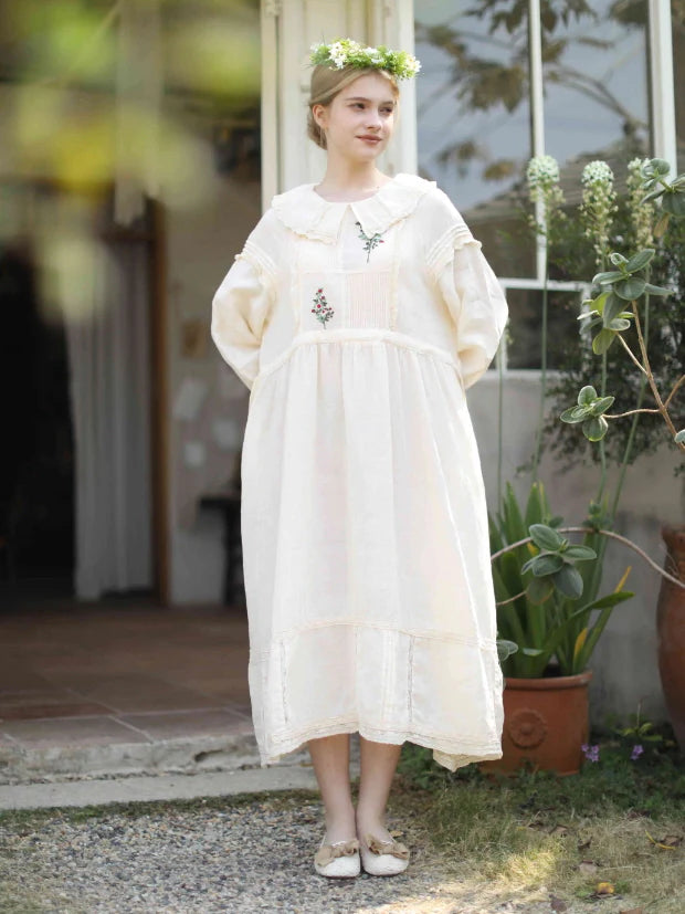 Mori Garden Embroidered Linen Dress