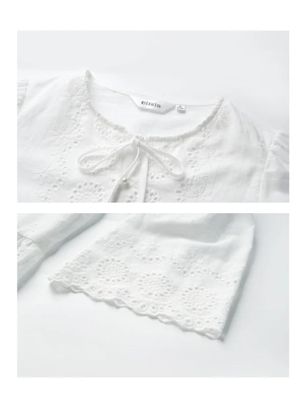 Vintage Embroidered Eyelet Lace Blouse