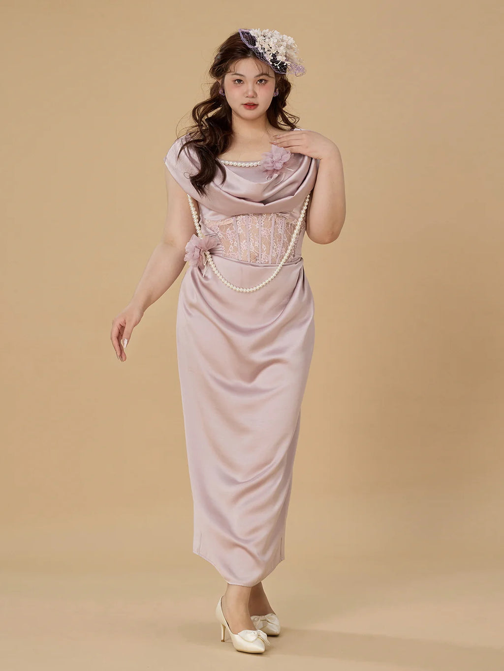 Blush Pearl Drape Gown