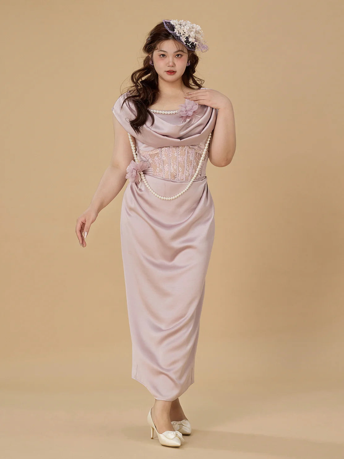 Blush Pearl Drape Gown