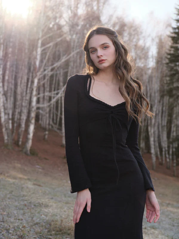 Classic Grace Black Cable Knit Dress