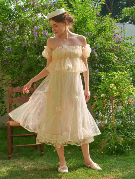 Whipped Cream Ruffle Sheer Top