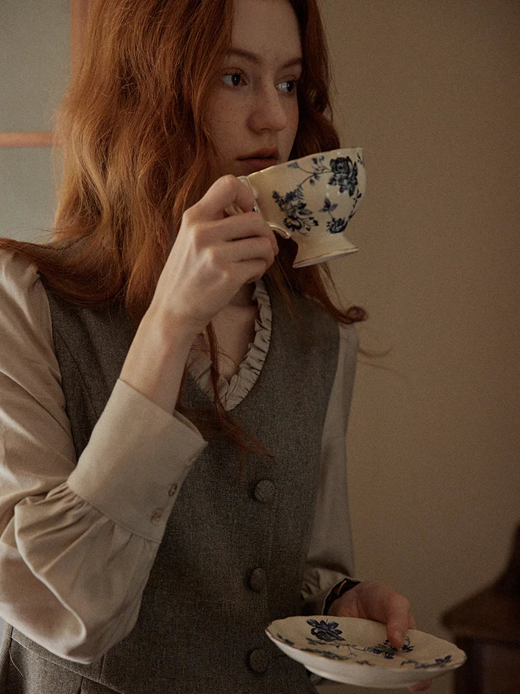 Vintage Elegance Pleated Vest Dress