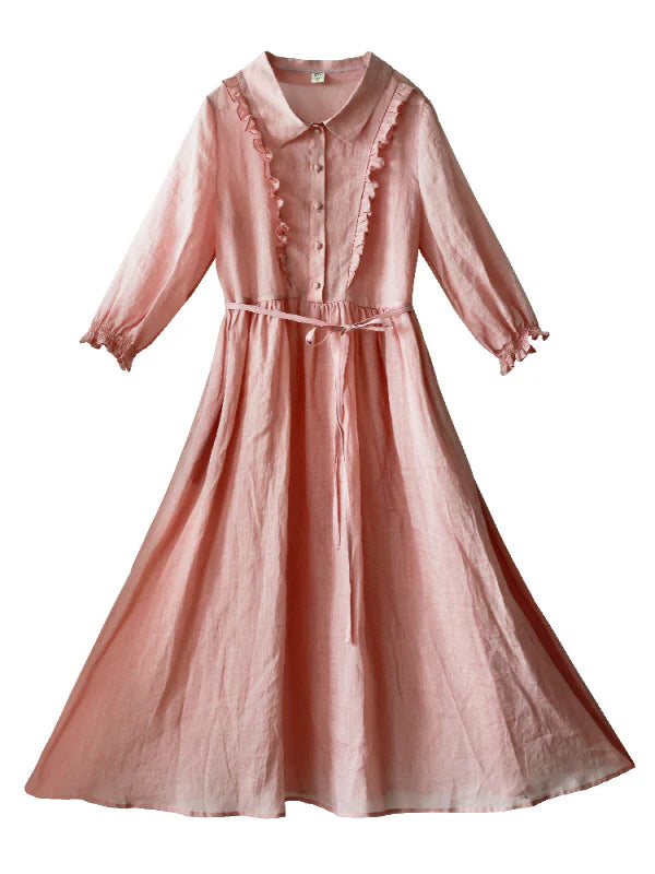 Spring Whisper Classic Pink Ramie Dress