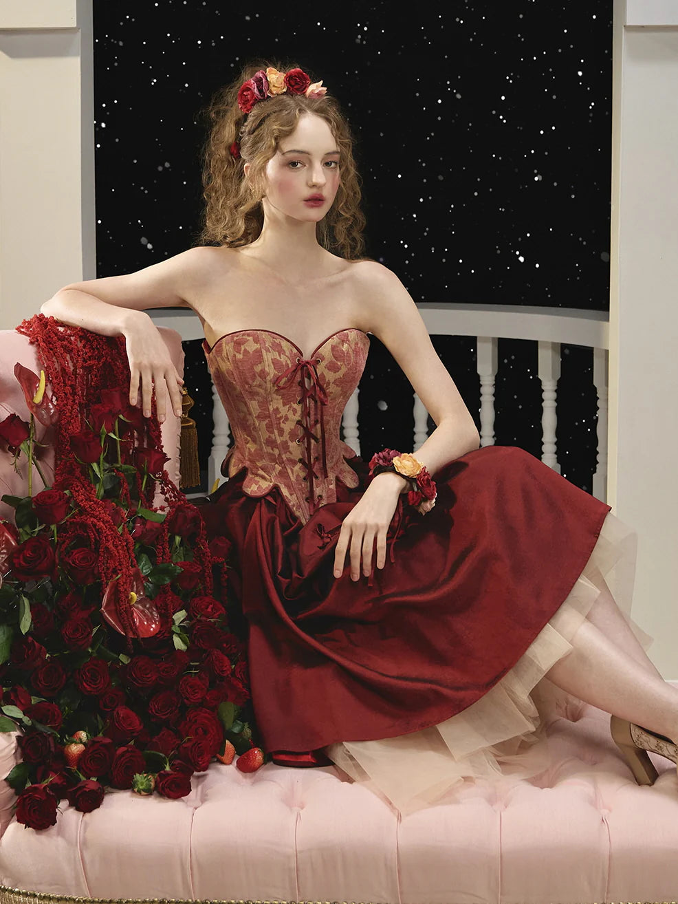 Vintage Layered Scarlet Tulle Skirt