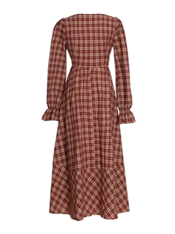 Vintage French Chic Checkered Dress