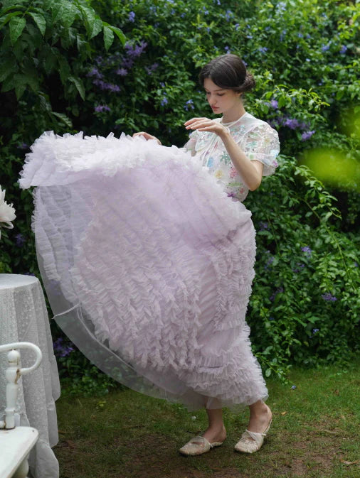Whimsical Cloud Ruffle Skirt