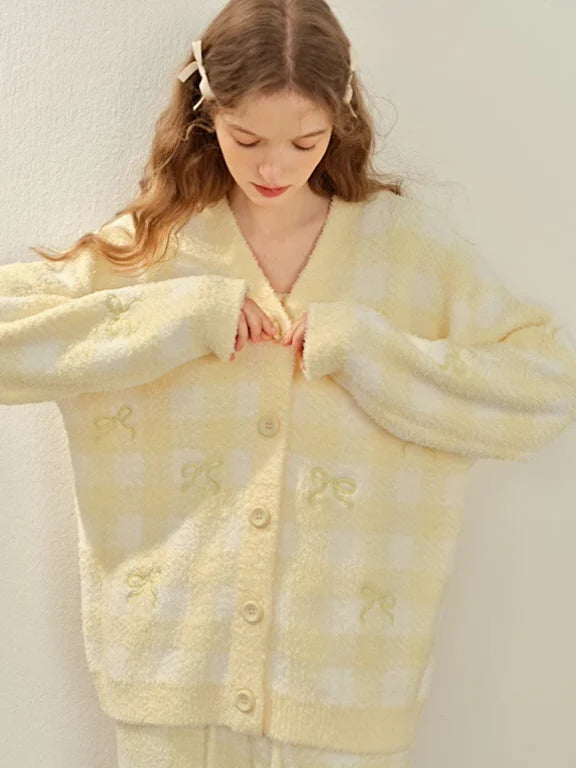 Yellow Gingham 3-Piece Cozy Lounge Set