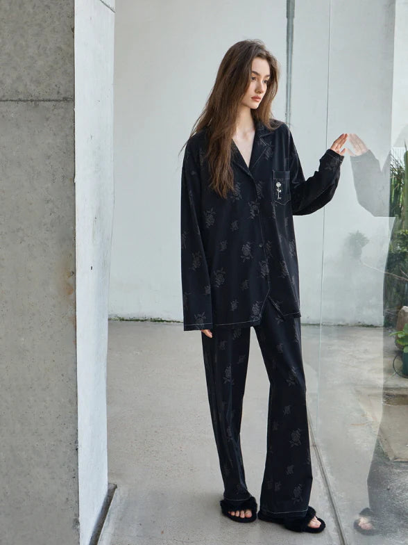 Black Rose Vintage Pajama Set