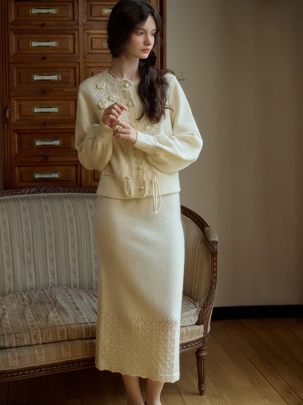 Vintage White Knit Skirt