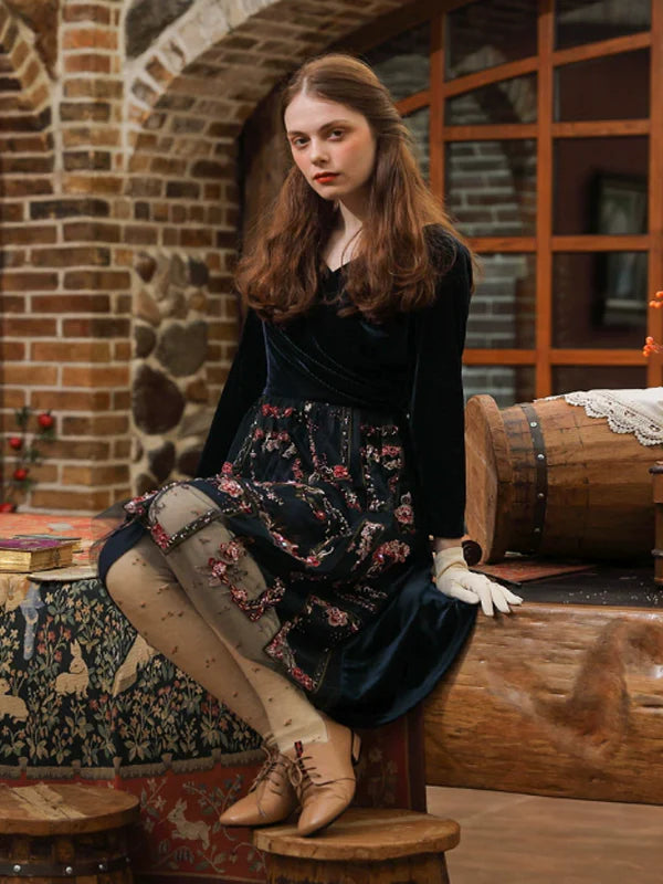 Velvety Symphony of Elegance Dress