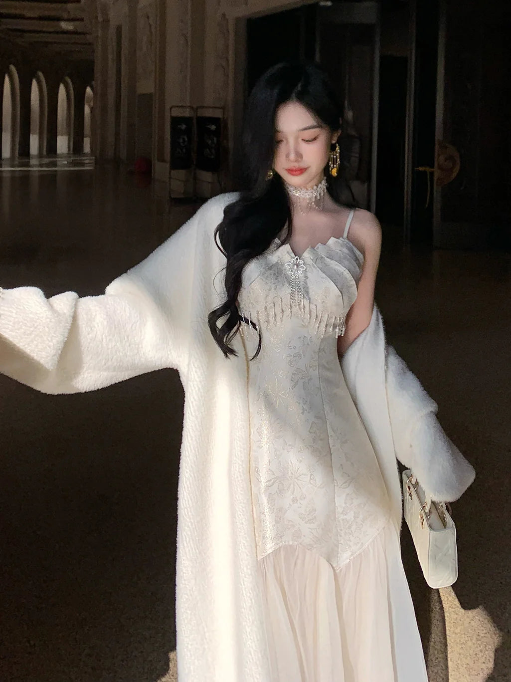 Ethereal Gold Jacquard Fairy Gown