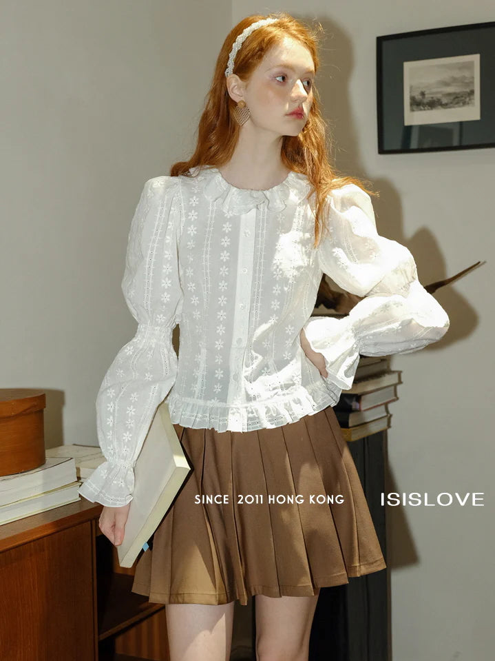 Vintage Daisy Embroidered Cotton Blouse