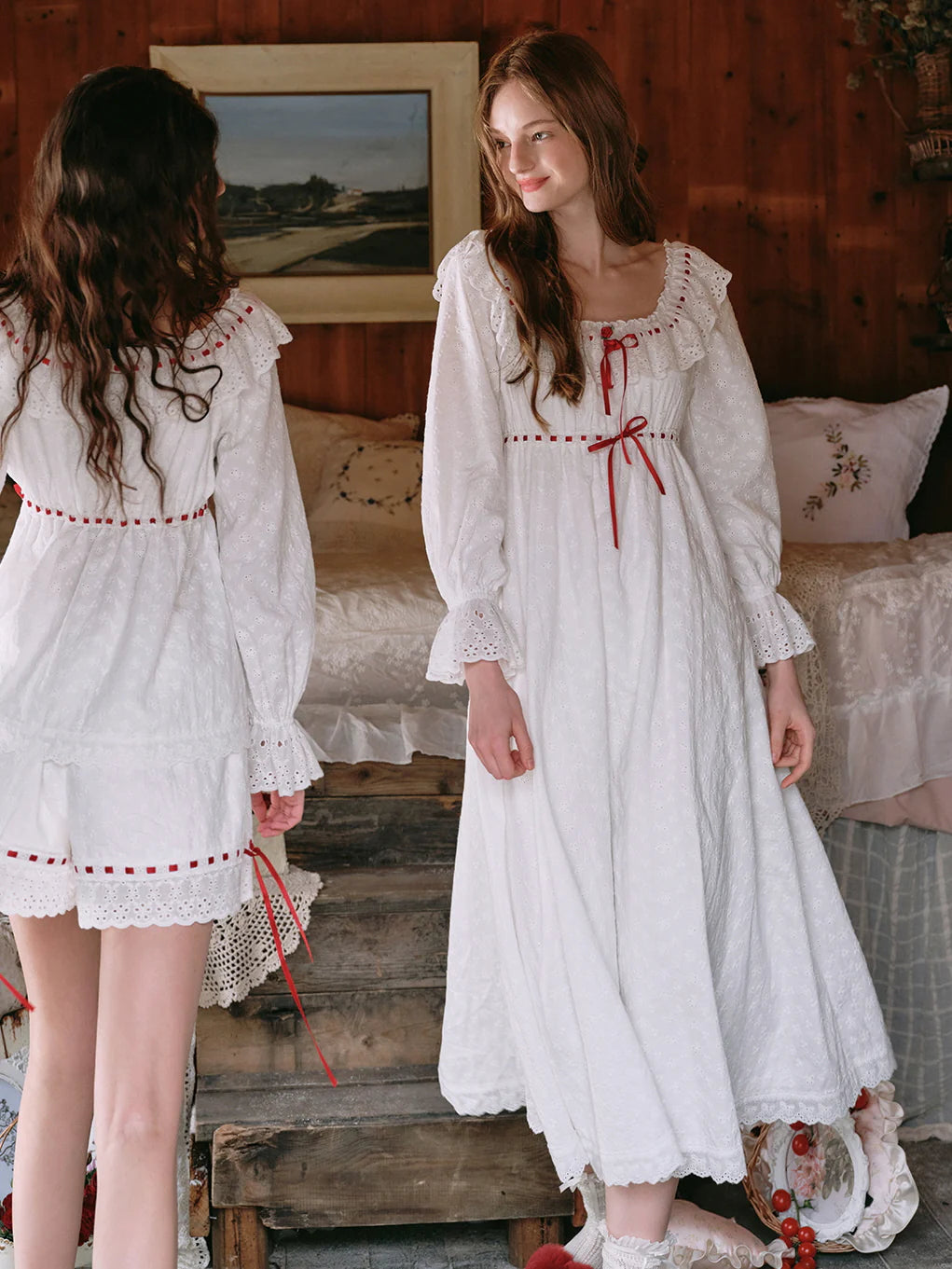 Enchanted Rose Embroidered Cotton Nightgown