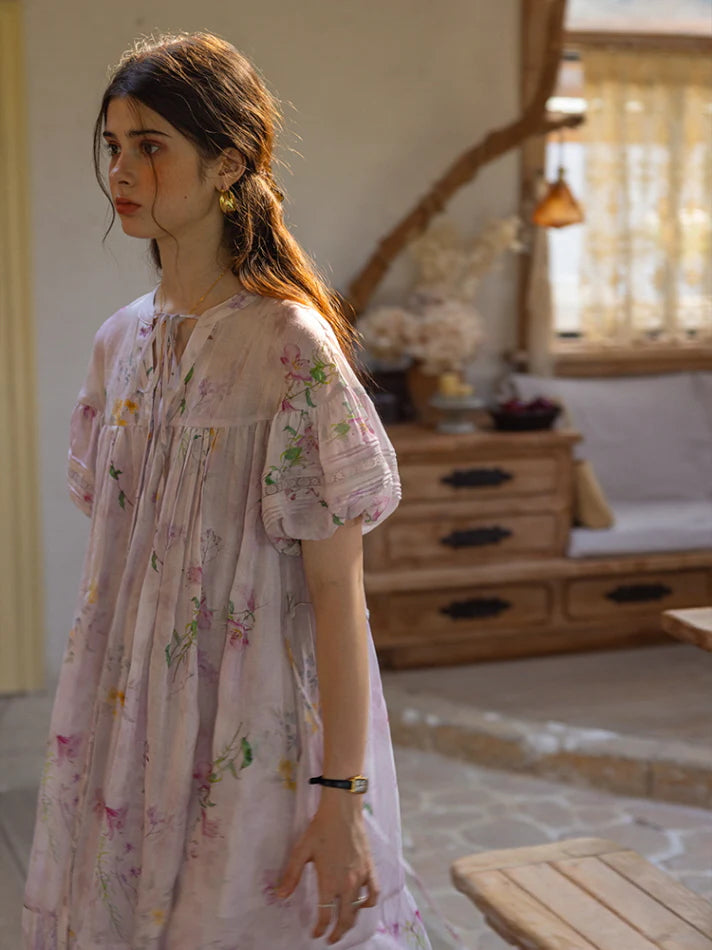 Lavender Meadow Floral Tiered Dress