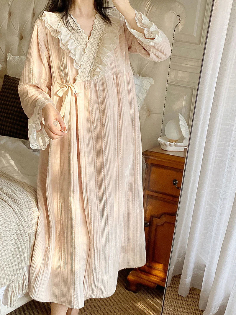 Dreamy Lace-Trim Velvet Nightgown