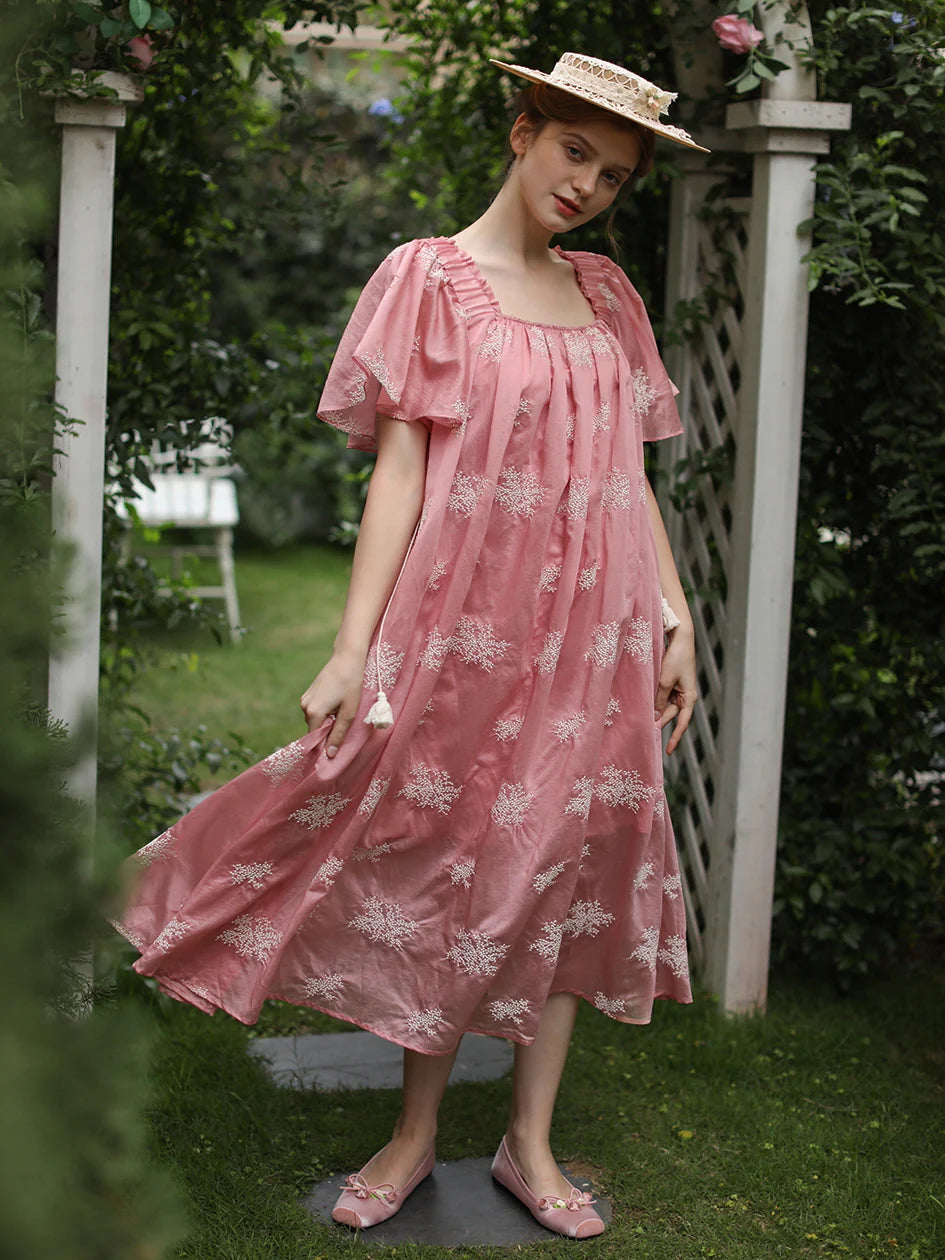 Clara's Retro Pink Elegance Dress