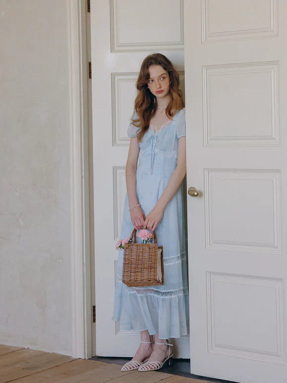 Sky Blue Lace Floral Dress