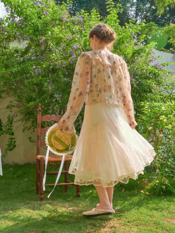 Pearl Ribbon Tulle Skirt