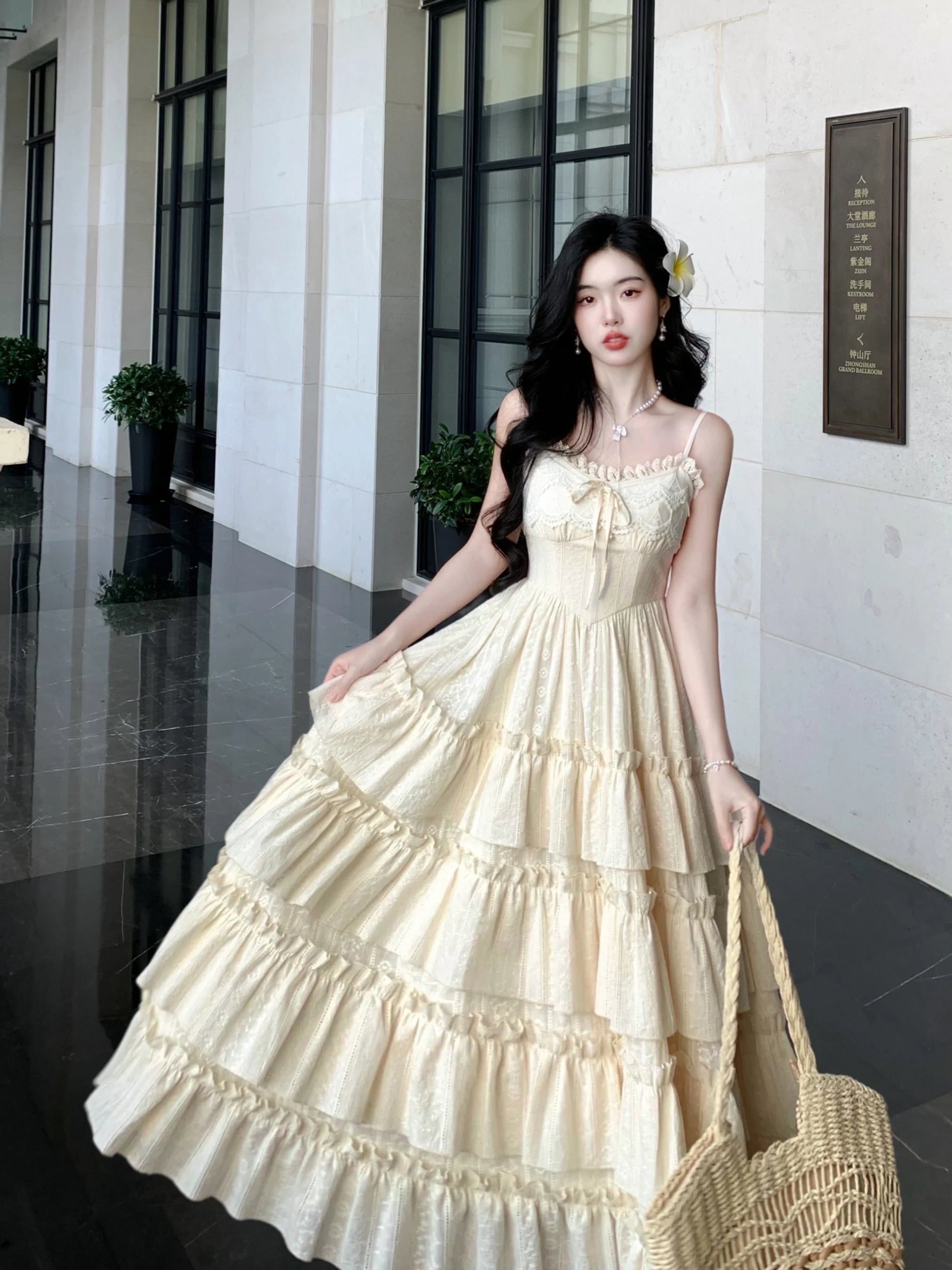 Ethereal Ivory Tiered Maxi Dress