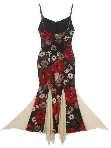 Golden Bloom Mermaid Slip Dress