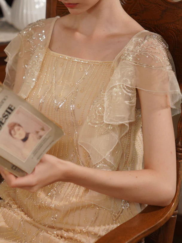 Golden Hour Sequin Mesh Slip Dress