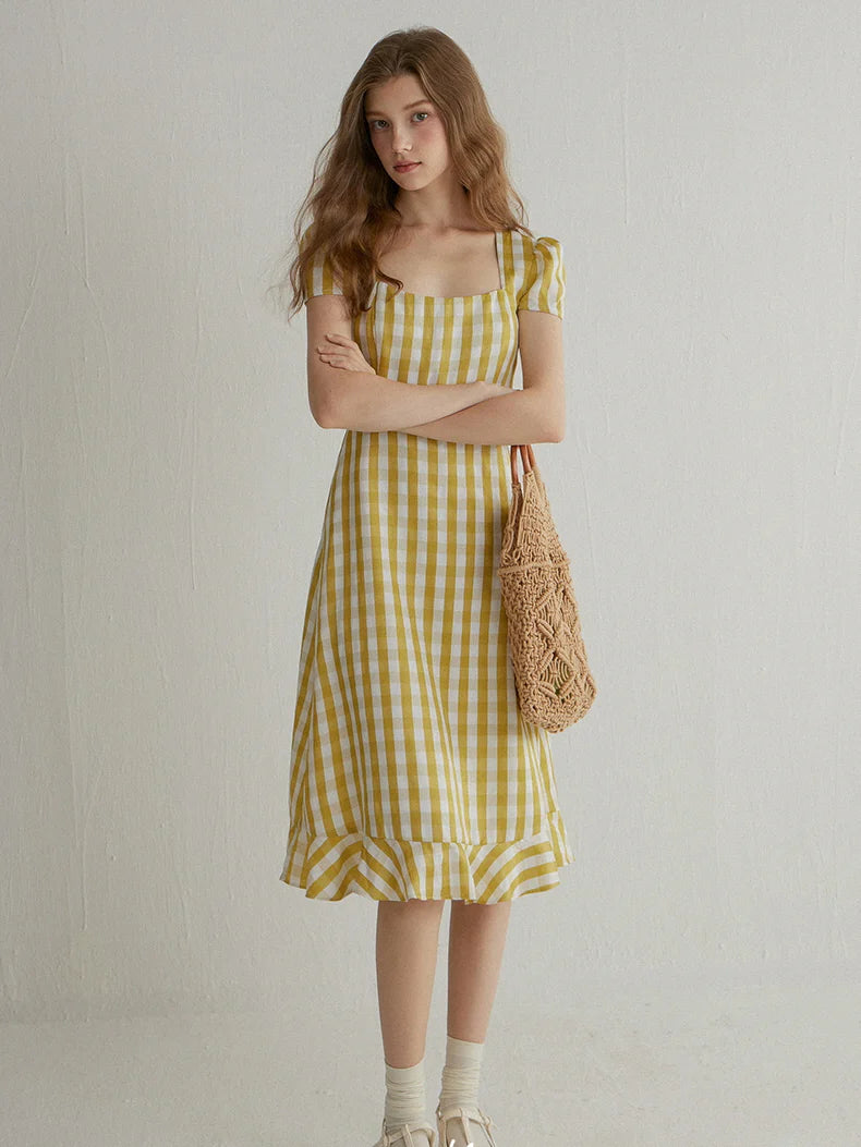 Sunshine Gingham Midi Dress