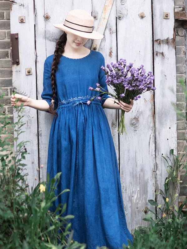Cottage Dream Floral Linen Dress
