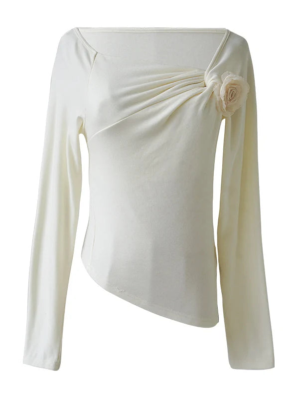 Elegant Rose Ivory Draped Top