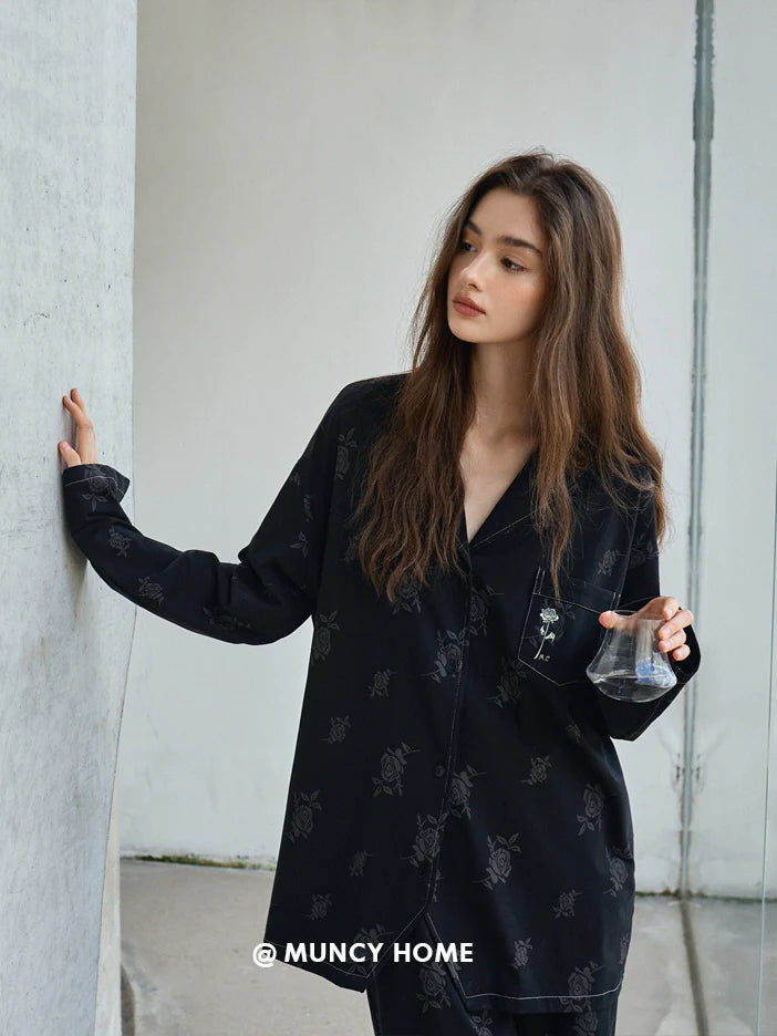 Black Rose Vintage Pajama Set