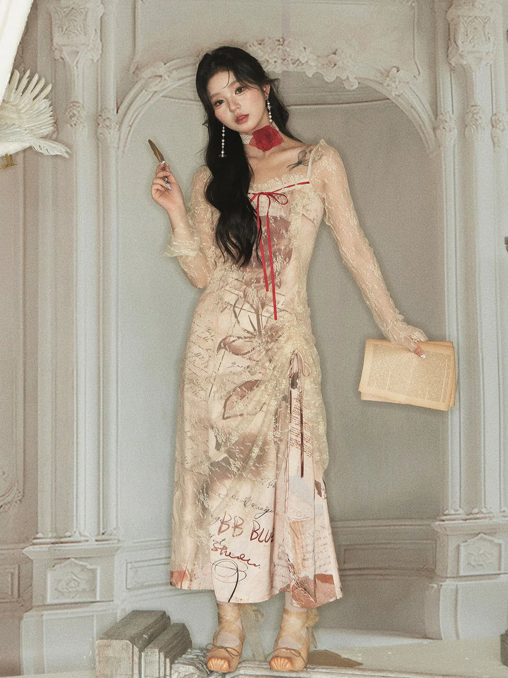 Vintage Manuscript Lace Dress