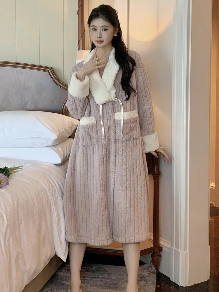 Plush Velvet Winter Shawl Robe