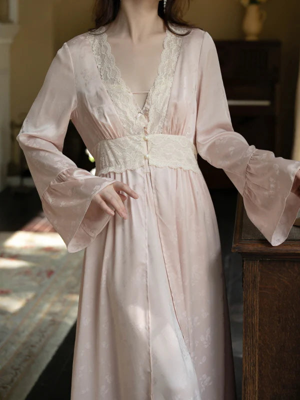 Blush Rose Garden Lace Nightgown Set