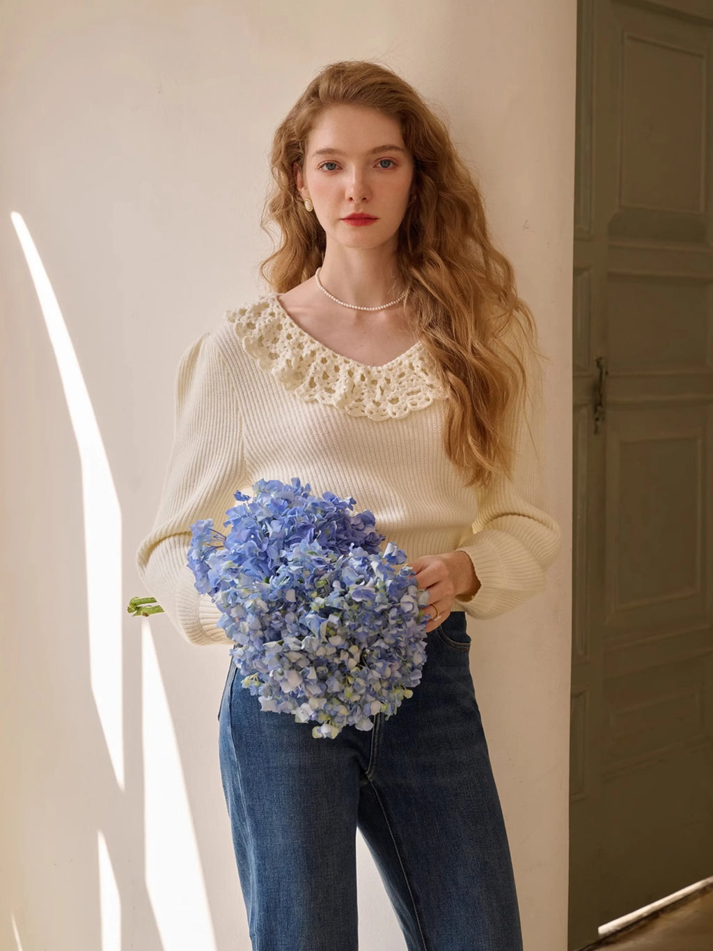 Vintage Lace Collar Knit Sweater