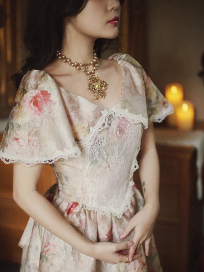 Victorian Floral Lace Elegance Dress