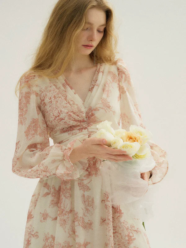 Ivory Petal Puff Sleeve Dress