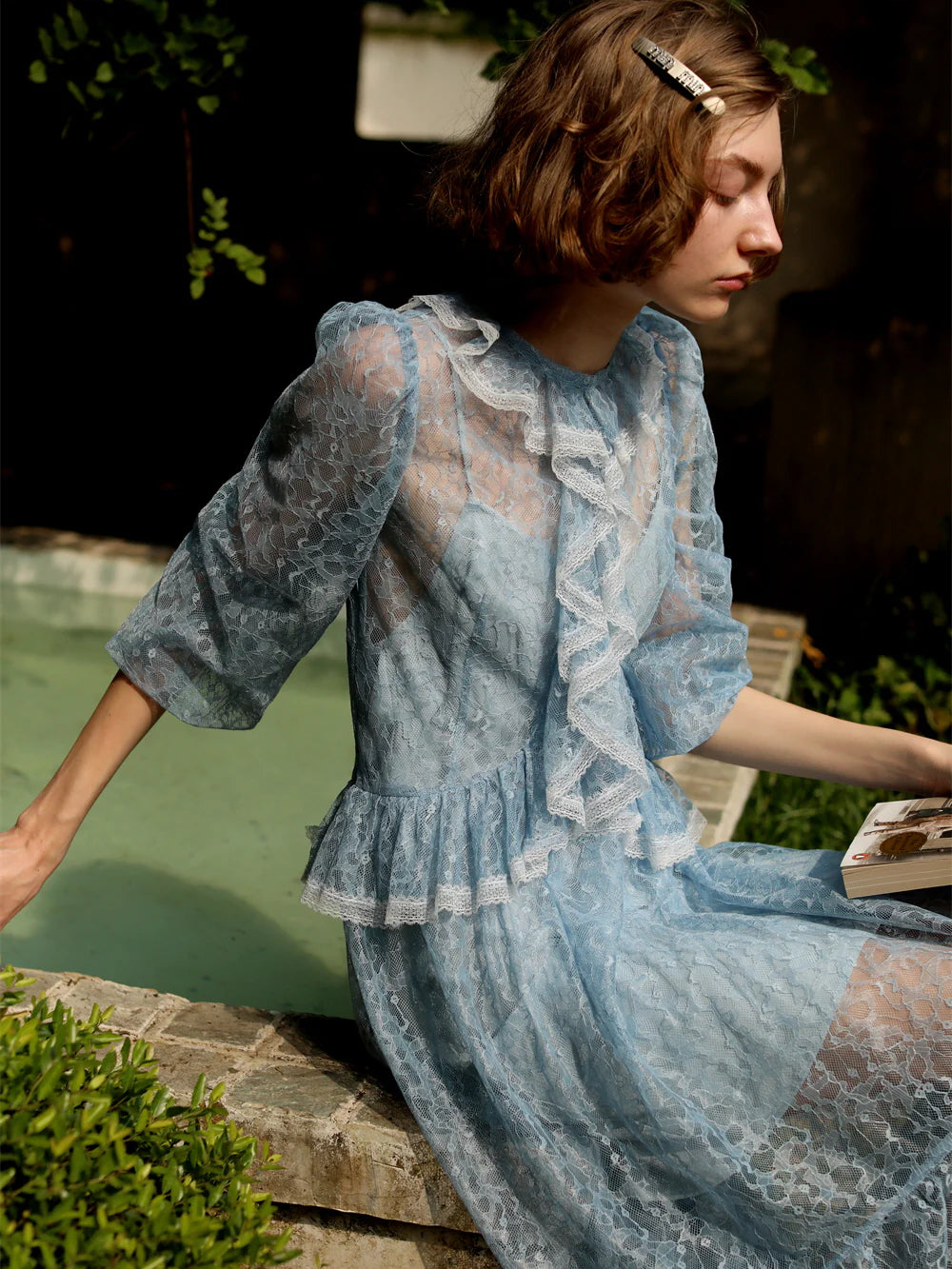 Ethereal Blue Lace Fairy Dress