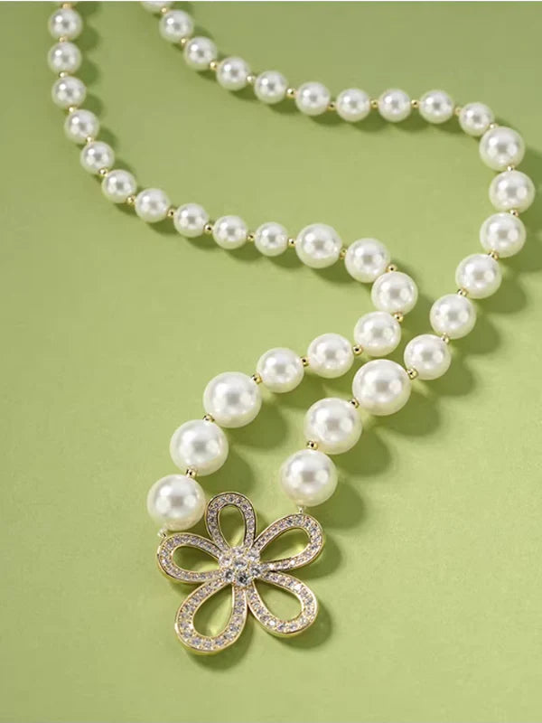Cubic Flower Pearl Neckless