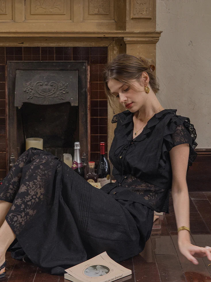 Lila's Midnight Bloom Blouse