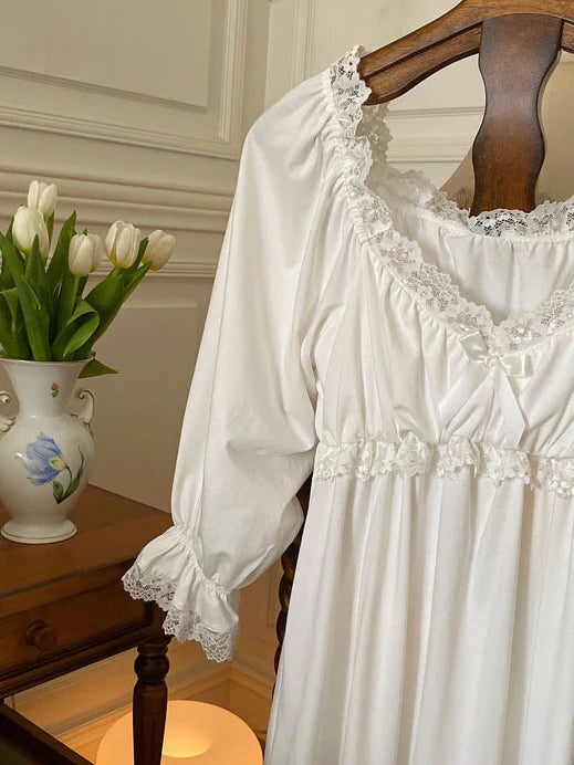 Vintage Lace-Trimmed Cotton Nightgown
