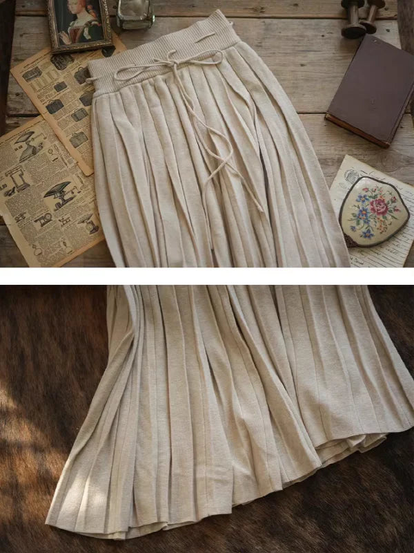 Sophisticated Pleats Soft Long Skirt
