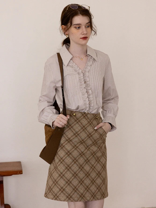 Vintage Charm Ruffled Cotton Blouse