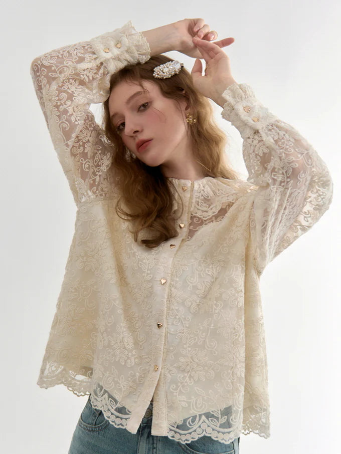 Vintage Lace Heart Blouse