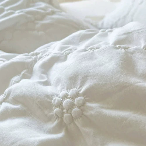 White Cozy Quilting Duvet Cover Set